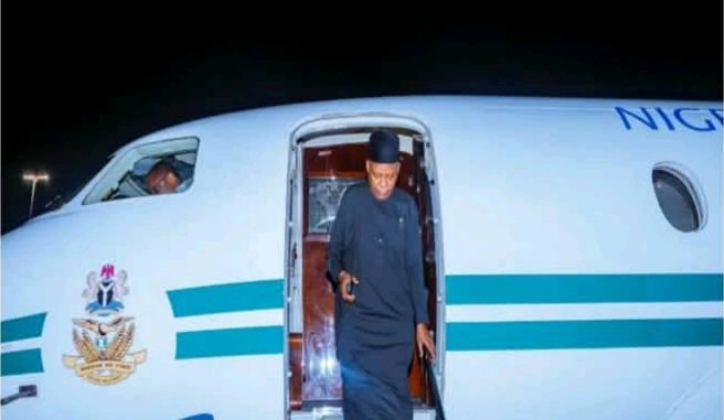BREAKING: ‘Foreign Object’ Hits Shettima Plane, Damages Cockpit Windscreen